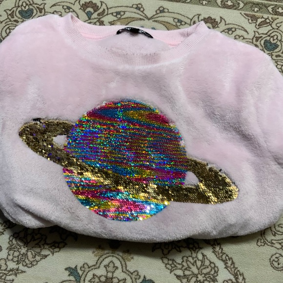 (Girls 10-12) pink sequin sweater - Picture 7 of 8